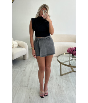 Grey denim short skirt