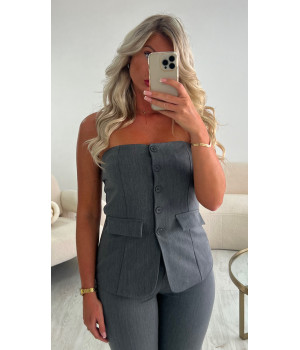 Heather gray bustier top