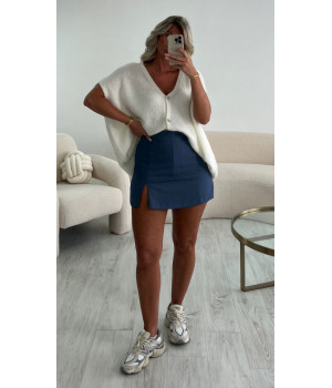 Blue slit short skirt