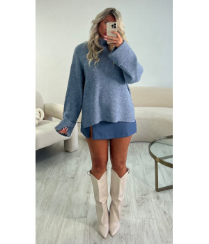 Oversized heather blue slit...