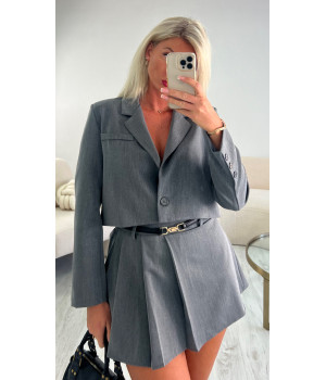 Short heather gray blazer