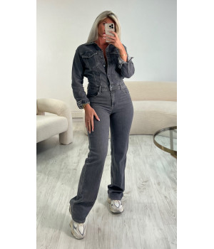 Premium grey denim jumpsuit