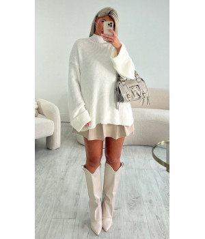 White oversized slit jumper