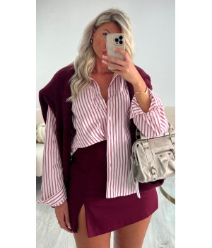 Burgundy/white striped shirt