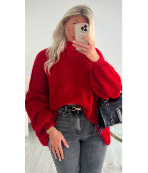 Pull rouge oversize