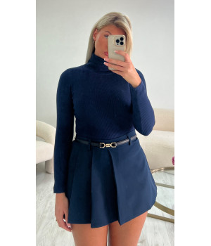 Jupe short plissée bleu marine