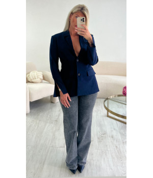 Blazer cintré dos nu bleu...