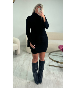 Black split knit jumper