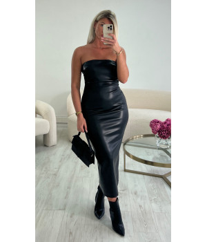 Black corset leatherette dress