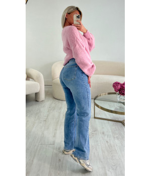 Blue wide leg stretch jeans