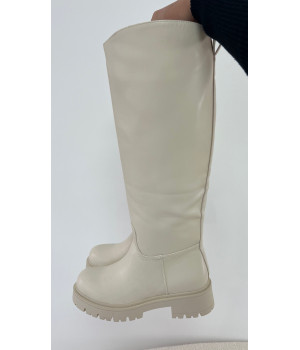 Beige flat imitation boots