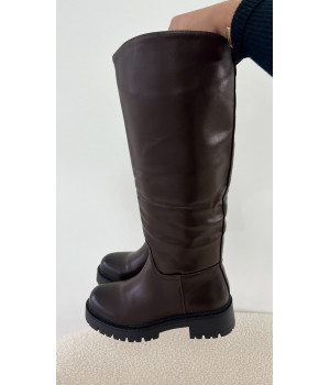 Bottes simili plates marrons