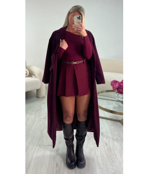 Long straight burgundy coat