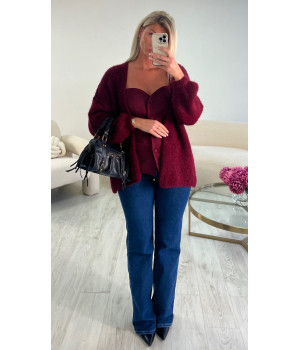 Burgundy knitted cardigan