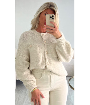 Pull/gilet boutons dorés beige