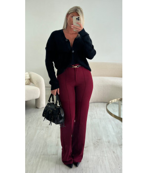 Burgundy high-waisted trousers