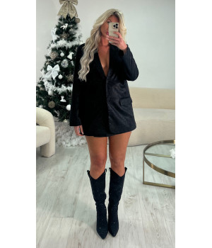 Oversized black sequin blazer