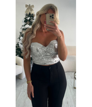 Silver sequin corset top