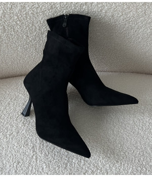 Black suede heeled boots