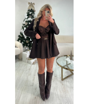 Jupe short plissée choco