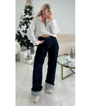 Jeans brut wide leg ourlet...