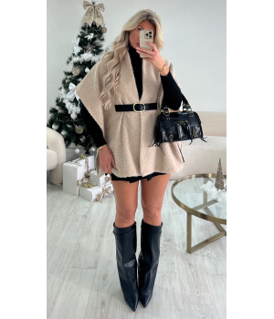 copy of Beige belted wool cape