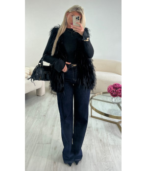 Black vegan sleeveless fur