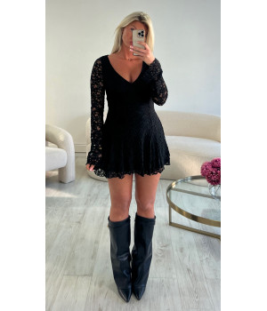 Black fitted lace dress