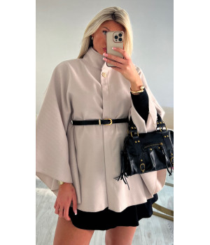 Belted beige cape