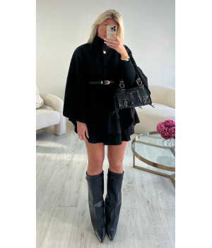 Belted black cape