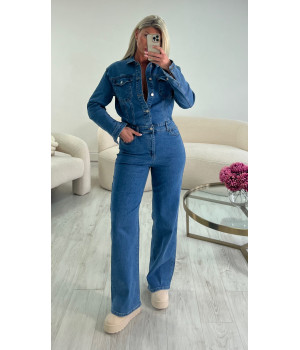 Blue denim trouser suit