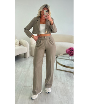 Short taupe mottled blazer set