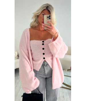 Candy pink knitted cardigan