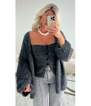 Grey knitted cardigan