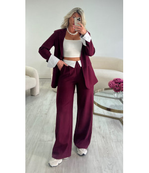 Burgundy blazer set with...