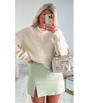 pull maille beige