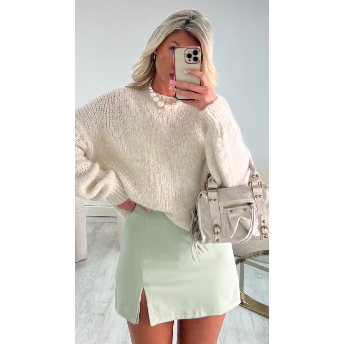 pull maille beige