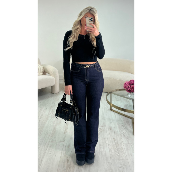 Jeans taille haute brut