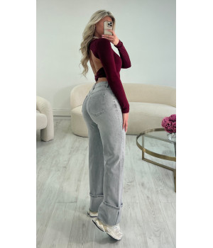 Jeans wide leg gris