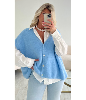 Pull bleu sans manche