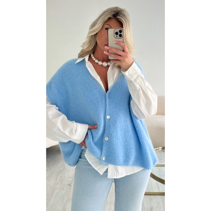 Pull bleu sans manche