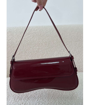 Burgundy vinyl baguette bag