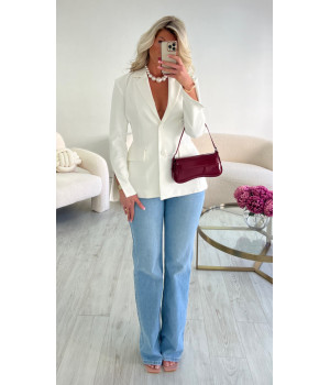 White fitted backless blazer