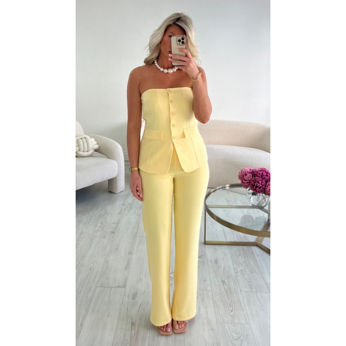 Pantalon tailleur jaune