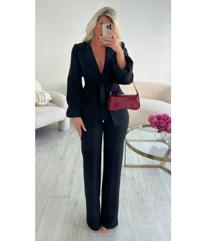 Black slim-fit blazer with...