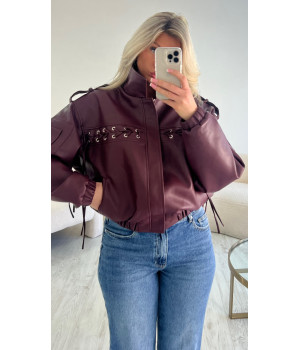 Veste cuir bordeaux