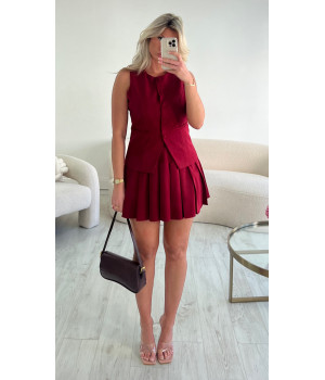 Burgundy bolero skirt set