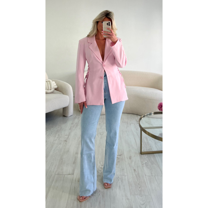 Blazer lacets rose