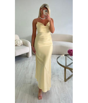 yellow satin long dress