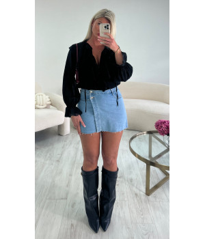 Blue denim short skirt